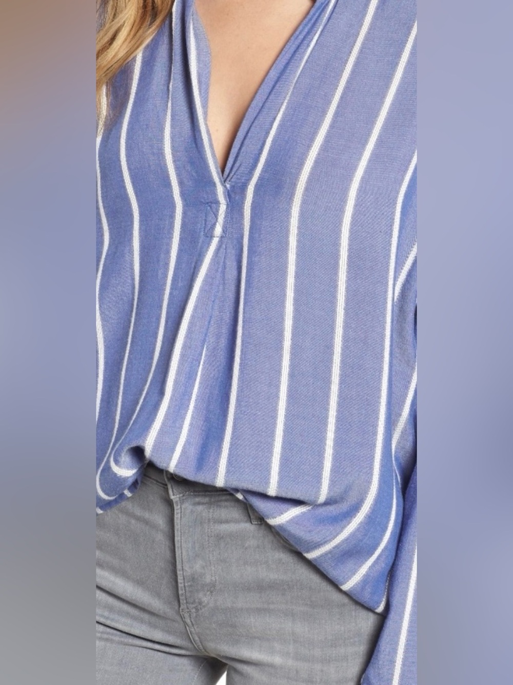 Rails Top Long Sleeve Striped Blouse Sz M Rosanna Dover Stripes Blue with White